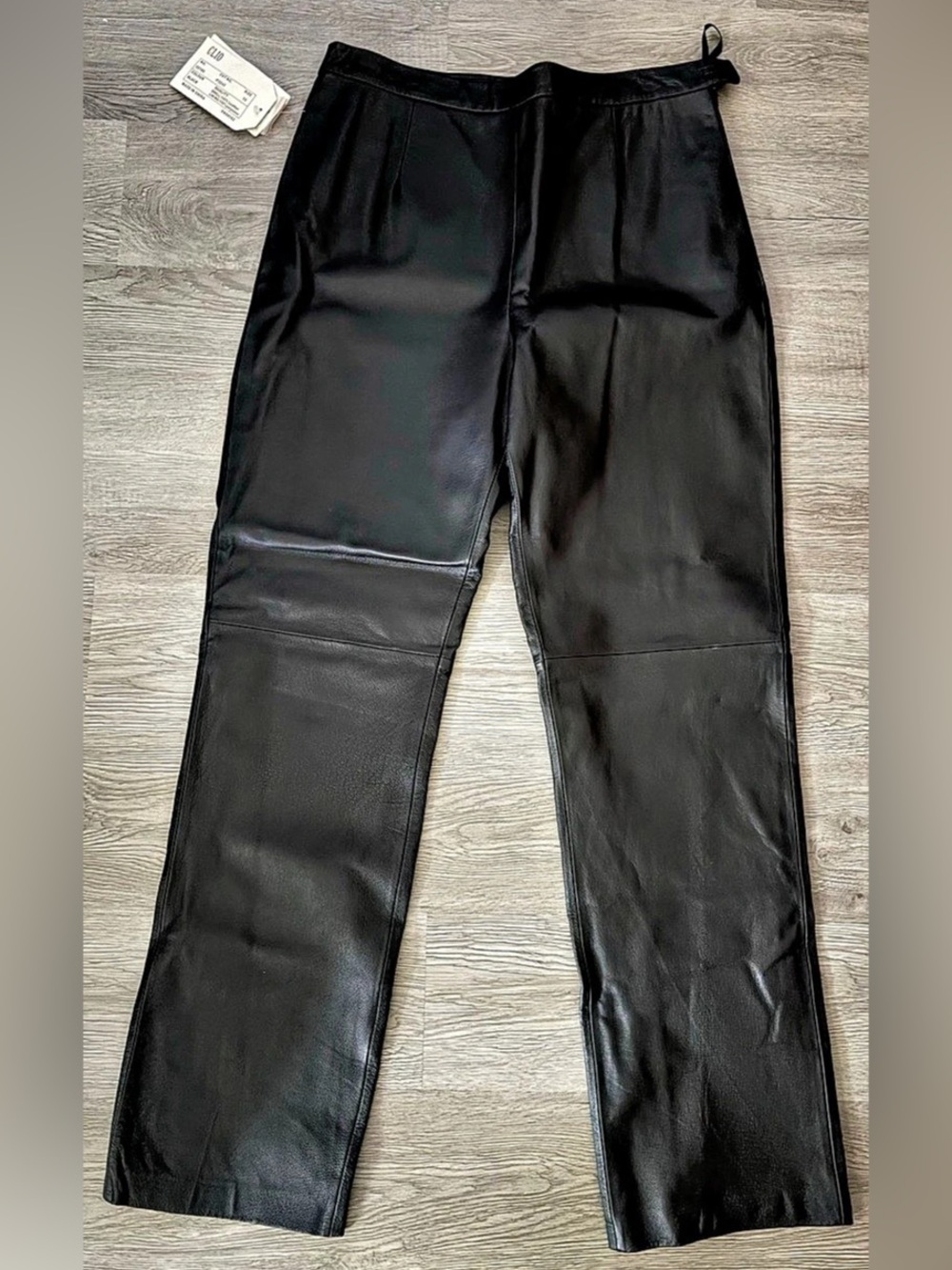 Vintage CLIO Black Leather Straight Leg Pants Size 10 NWT